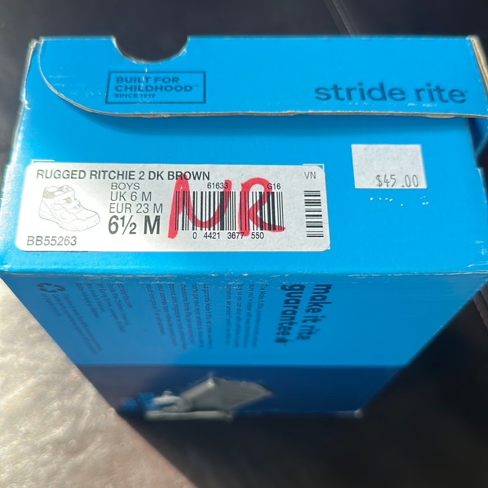 Stride Rite Leather Boots Size 6.5 Medium with Velcro Straps.  New In Box.